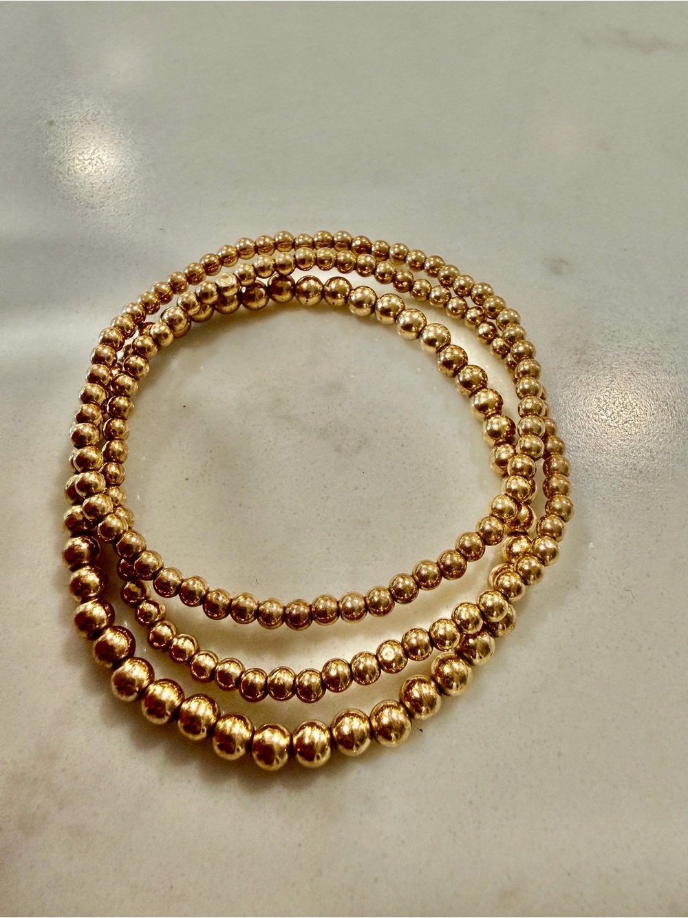 Kylar Mack 3 14k Gold Filled Beaded Stretch Bracelet Set - Women's Jewelry